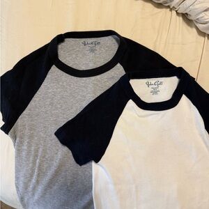Brandy Melville Kids Raglan Tees - Black and Gray, Black and White